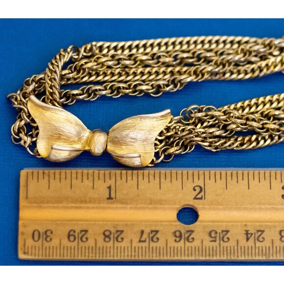 20 inch, Vintage Gold Tone Multi Chains Stylish Multi Strand Necklace - D41 - Picture 3 of 3